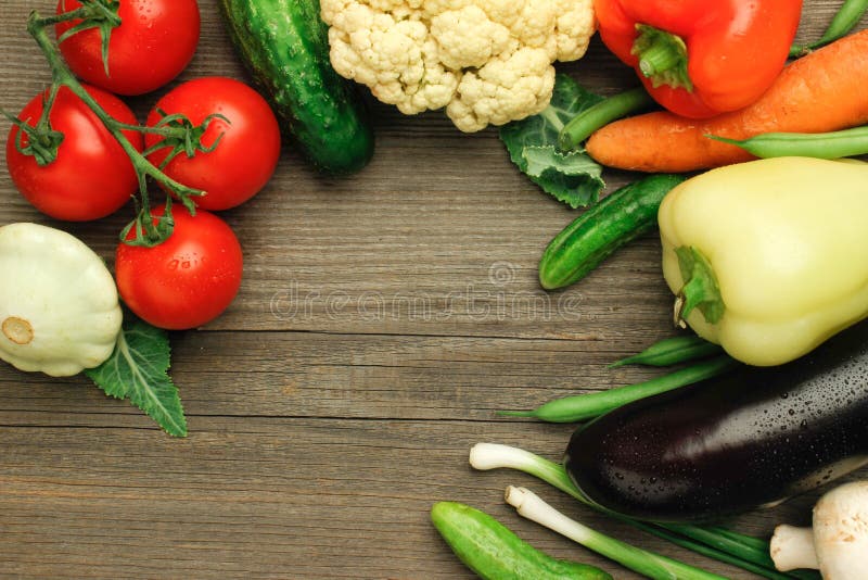 Raw Vegetables on a Wooden Surface Stock Photo Image of vegetarian