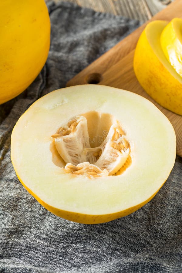 Raw Yellow Organic Canary Melon Stock Image Image of tropical, ripe