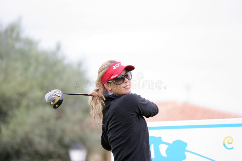 Anna Rawson from Australia , Ladies European Tour Golf, Castelllon, spain, 2006, finish hit. Anna Rawson from Australia , Ladies European Tour Golf, Castelllon, spain, 2006, finish hit