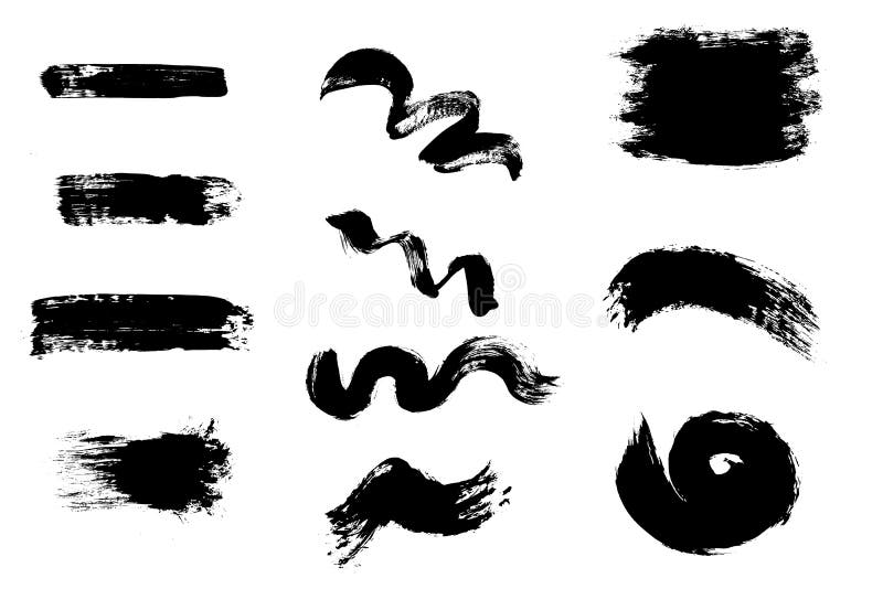 Raya exhausta de la brocha de la mano del Grunge Movimiento negro del cepillo de la tinta del vector Detalle del fondo de la pint stock de ilustración Raya exhausta de la brocha de la mano del Grunge Movimiento negro del cepillo de la tinta del vector Detalle del fondo de la pint stock de ilustración
