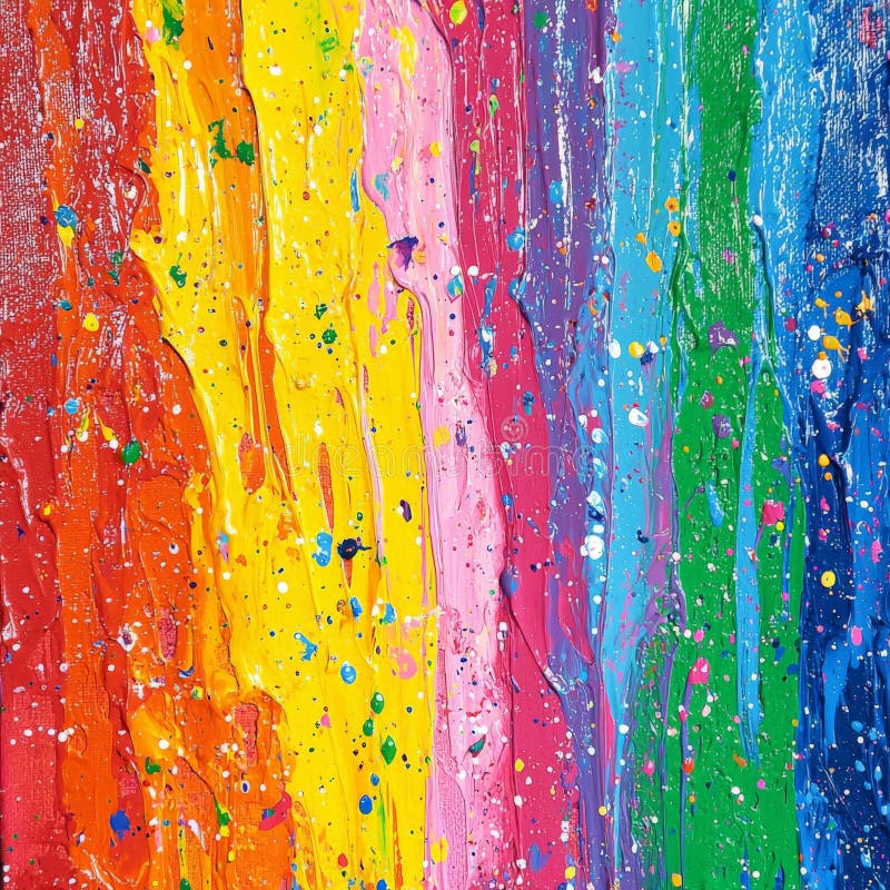 Rayas de pintura coloridas abstractas formando un patrón de arco iris vibrante. Un diseño abstracto llamativo con rayas verticales de pintura en colores arcoiris. los tonos vibrantes se mezclan creando un sentido de unidad y fluidez perfecto para temas de inclusión y orgullo. generado por ai