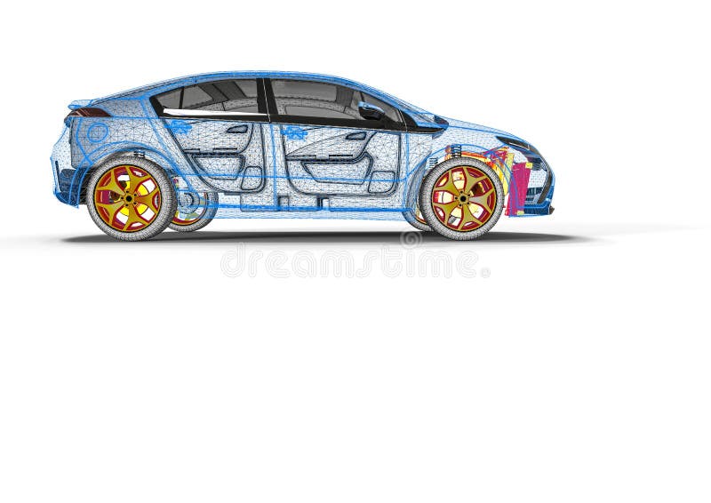 Rayon X D'une Voiture Avec Le Moteur Thermique Illustration Stock