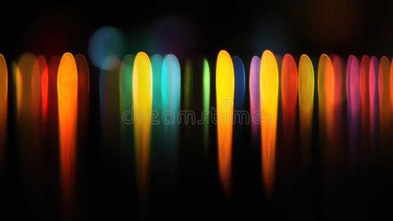 Rayons lumineux colorés. IA générée. Un ensemble fascinant de rayures lumineuses colorées et vibrantes crée un fond abstrait dynamique et captivant.