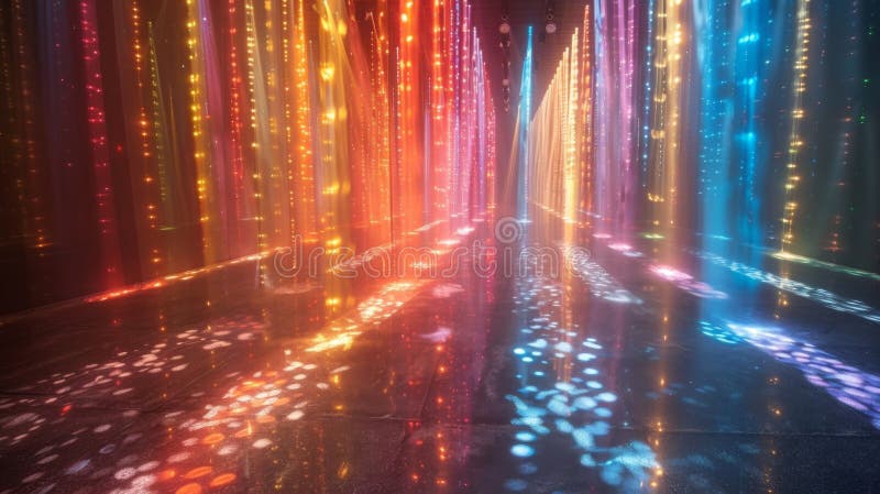 Rays and beams of different colors and patterns illuminate each reality creating a mesmerizing and otherworldly sight. AI generated