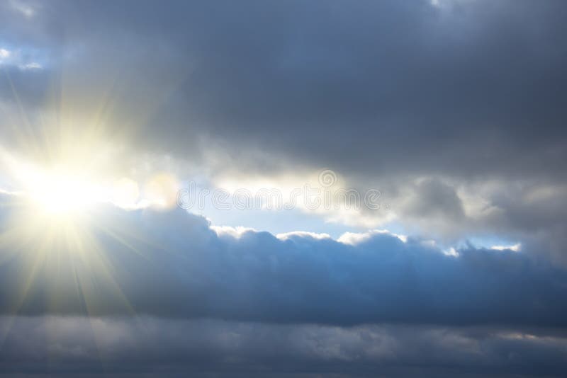 Rays Of Light Shining Through Dark Clouds Dramatic Sky With Cloud