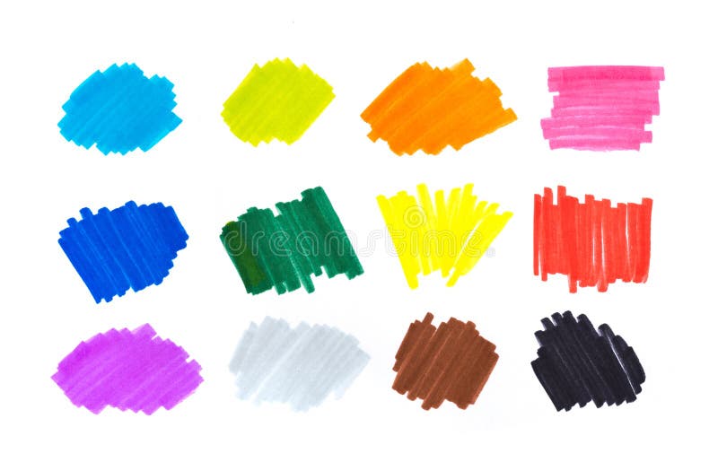 Rayures de point culminant de couleur, bannières dessinées avec des marqueurs Éléments élégants de point culminant pour la concep images stock Rayures de point culminant de couleur, bannières dessinées avec des marqueurs Éléments élégants de point culminant pour la concep images stock