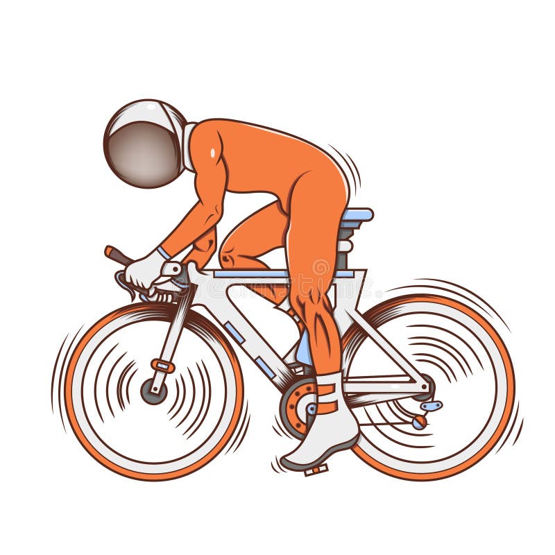 Raza de bicicleta futurista aislada del astronauta de la historieta libre illustration