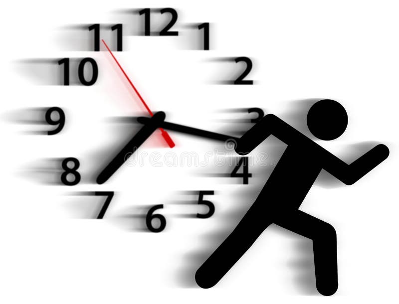 Raza del tiempo de pasada del símbolo de la persona contra el reloj