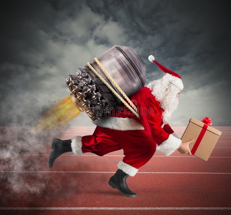 Raza a la entrega de los regalos de la Navidad imágenes de archivo libres de regalías Raza a la entrega de los regalos de la Navidad imágenes de archivo libres de regalías