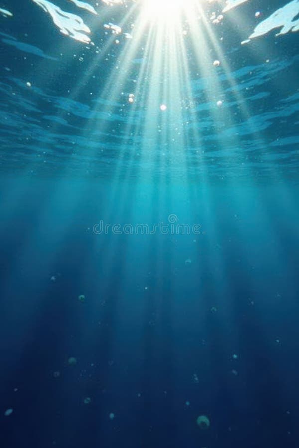 Razele soarelui străpung adâncul apei albastre bulele jucăușilor cresc serenul marin moale vector illustration