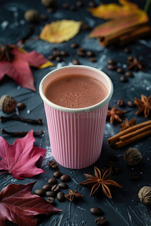 Razza aromatica mattutina : tazza di caffè con fagioli e spezie. royalty illustrazione gratis