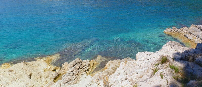 Rocky beach panorama, banner