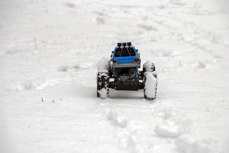 RC model from the back in the snow royalty free stock photography