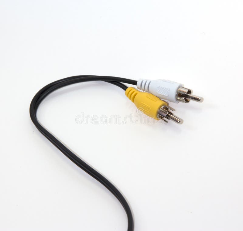 RCA wire yellow and white stock image. Image of closeup 27232445