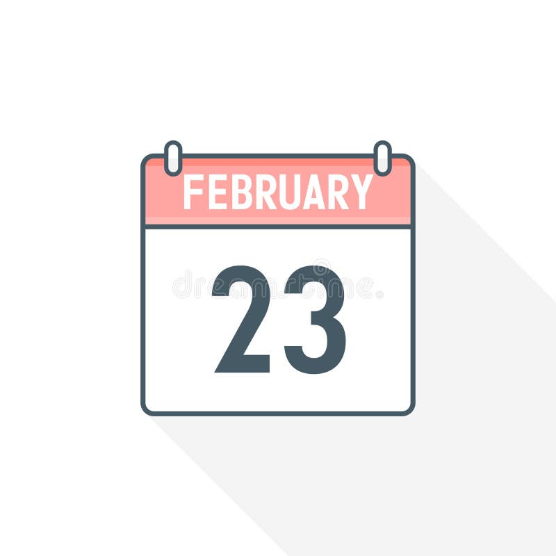 23rd February Calendar Icon. February 23 Calendar Date Month Icon