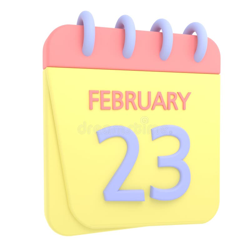 23rd February 3D Calendar Icon Stock Illustration Illustration of