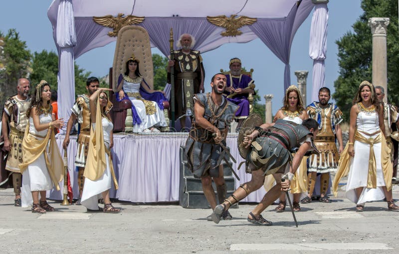 Re-enactment show at Ephesus at Selcuk in Turkey.