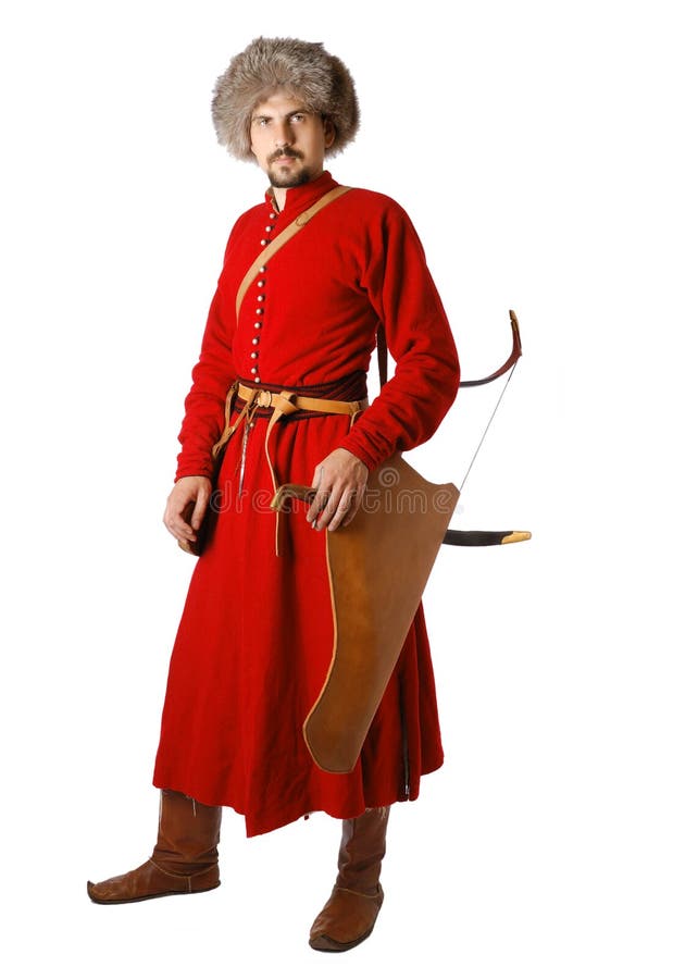 Re-enactor en traje del guerrero tártaro. imágenes de archivo libres de regalías Re-enactor en traje del guerrero tártaro. imágenes de archivo libres de regalías