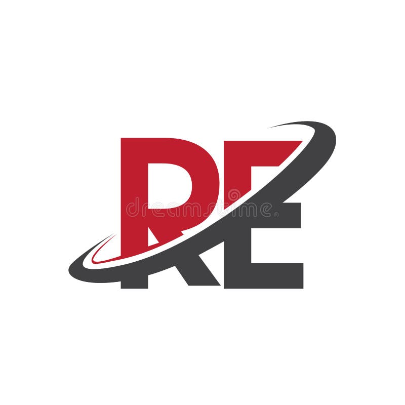 RE Oorspronkelijk logo bedrijfsnaam gekleurd rood en zwart ontwerp, geïsoleerd op witte achtergrond vectorlogo voor bedrijven en
