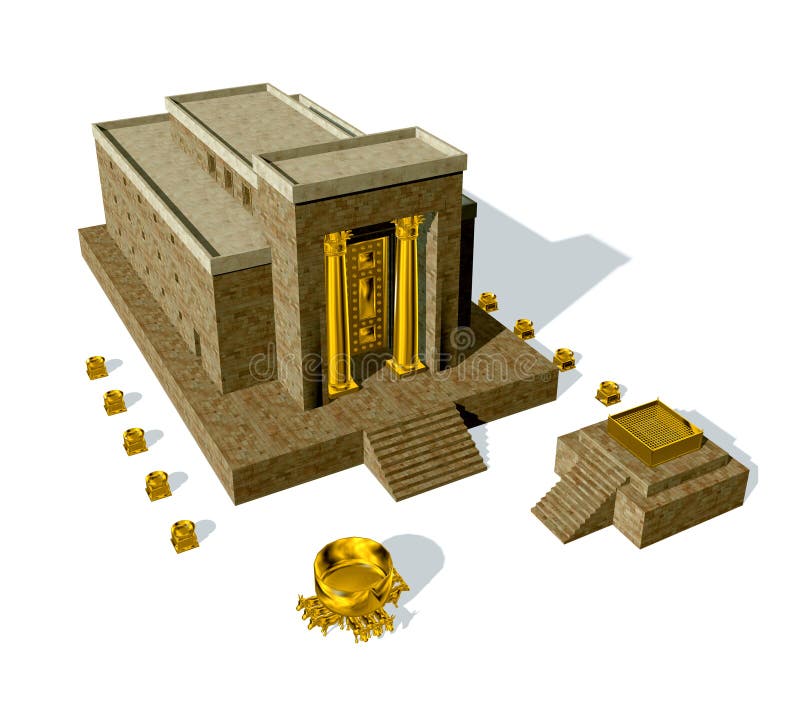 Old Testament, the Temple of Solomon was the first holy temple of the ancient Israelites, located in Jerusalem and built by King Solomon, 3d render isolated on white background. Old Testament, the Temple of Solomon was the first holy temple of the ancient Israelites, located in Jerusalem and built by King Solomon, 3d render isolated on white background