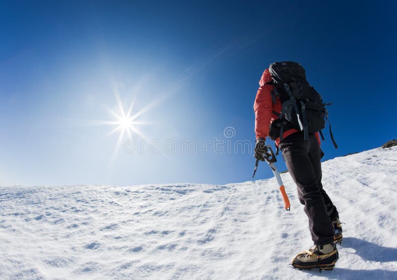 Reaching the summit stock photography
