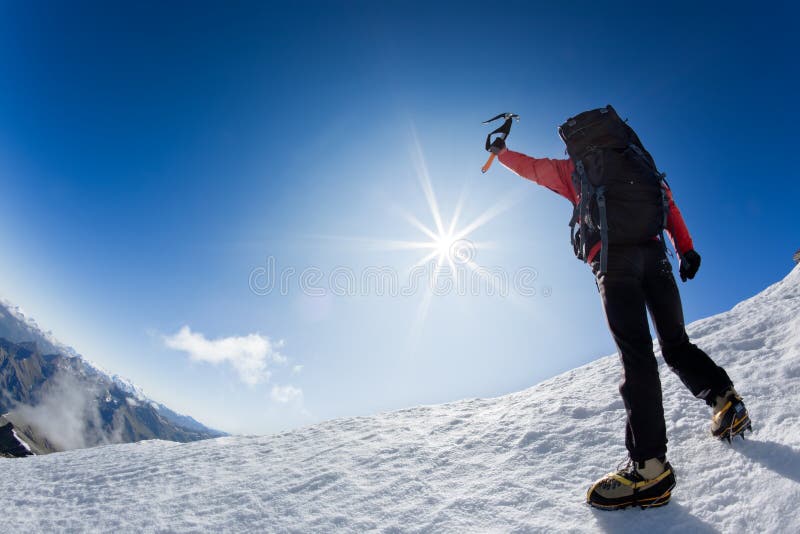 Reaching the summit stock photography