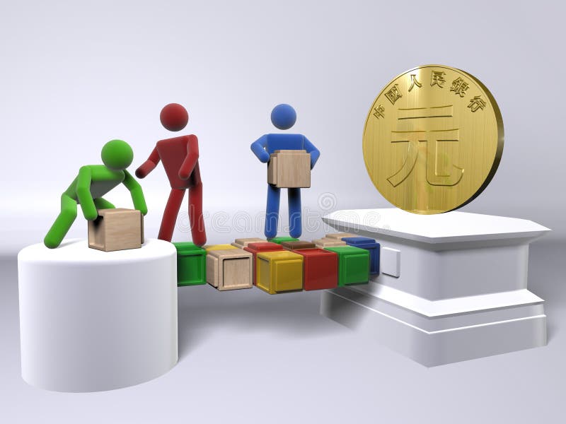 Reaching for the Yuan (China's currency) royalty free illustration