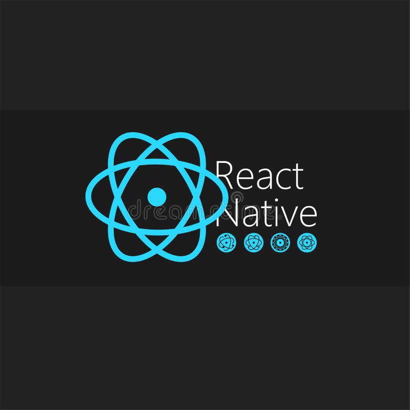 React Native Large Icons Set. Blue Vector Icons on a Black Background for  Your Arts Stock Vector - Illustration of datum, icon: 210422182