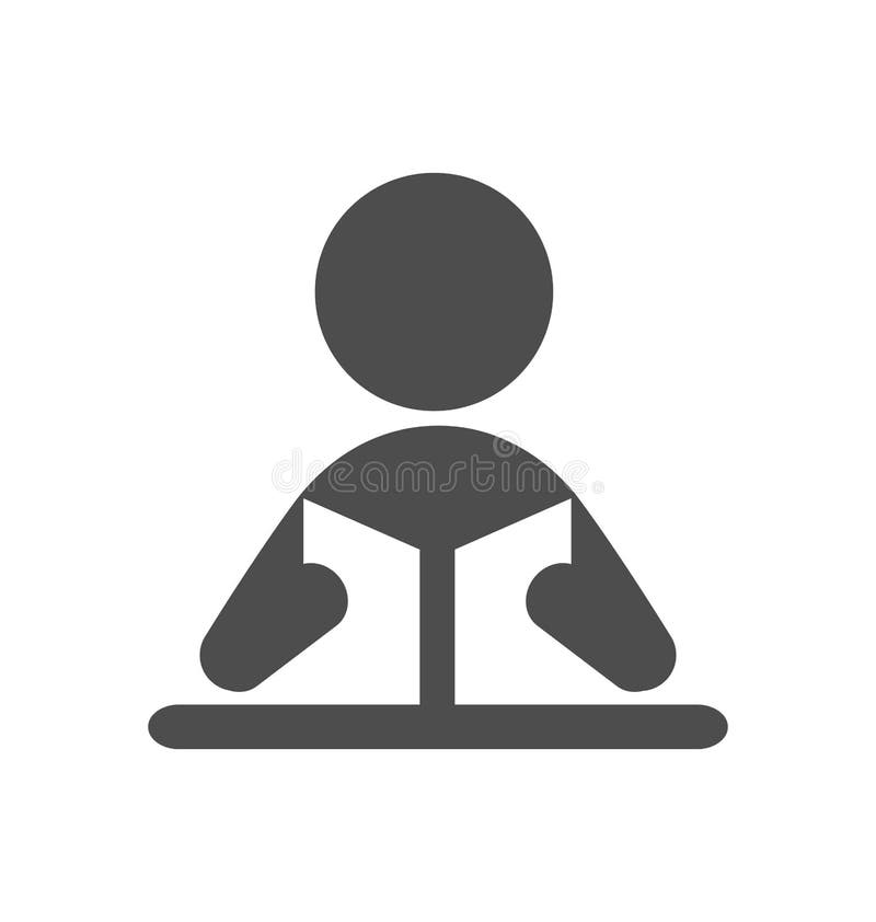 Read book man flat icon pictogram isolated on white stock illustration