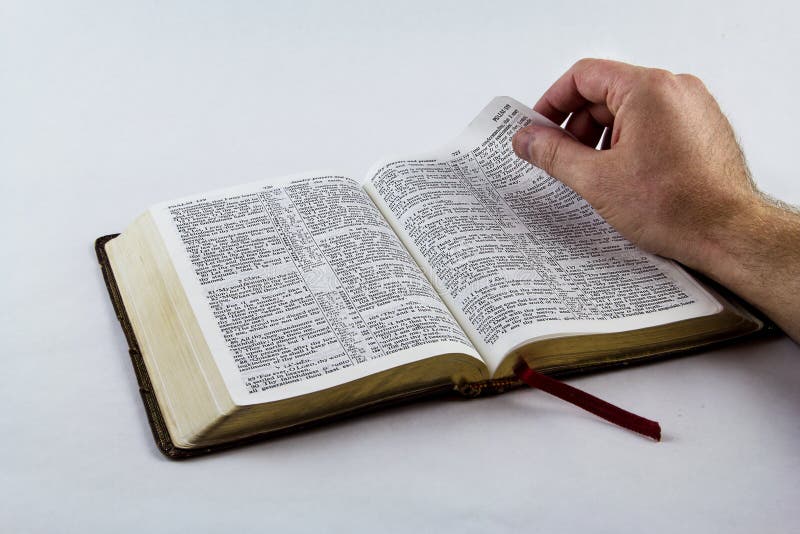 Reading a Bible on White Background Stock Image - Image of bookmark ...