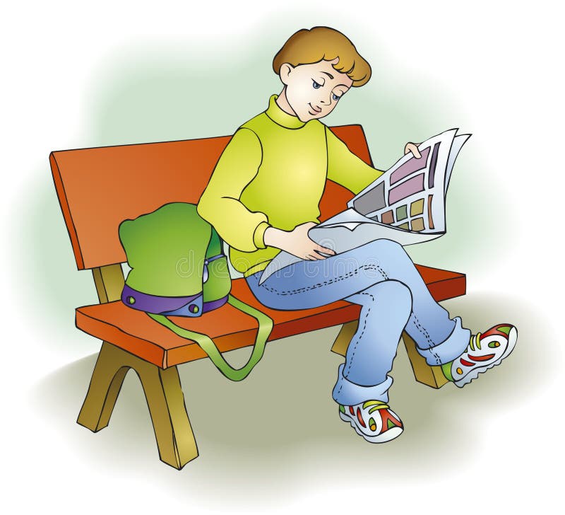 Download Reading child stock vector. Illustration of briefcase - 13962176