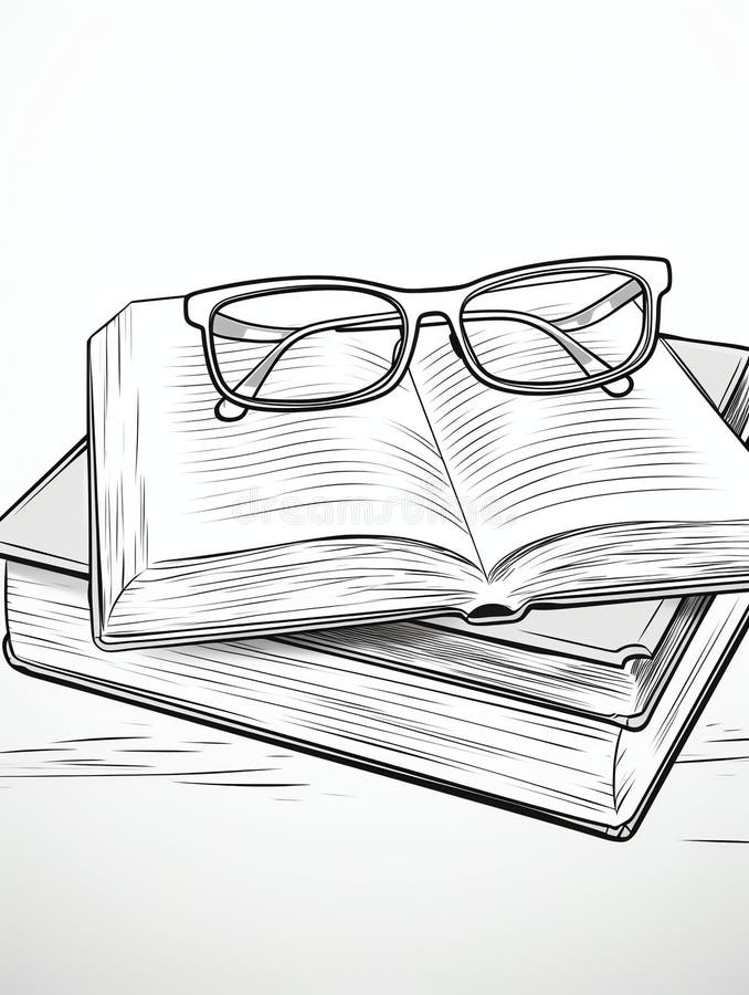 Reading Glasses and a Cup of Hot Cocoa Bookworm Coloring Book Page in
