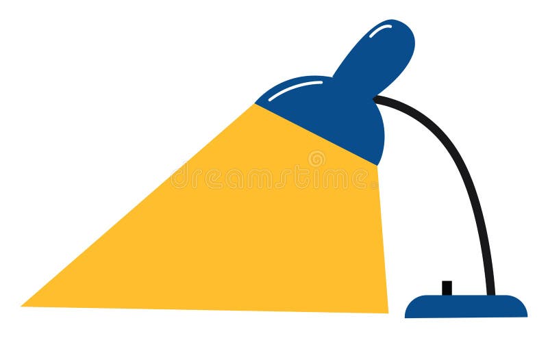 Painting of a blue night lamp/Reading and study table blue-colored lamp vector or color illustration