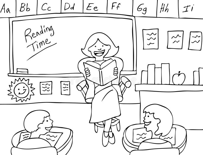 Reading Time - Black and White Stock Vector - Illustration of classroom, chalkboard: 9821023 Reading Time - Black and White Stock Vector - Illustration of classroom, chalkboard: 9821023