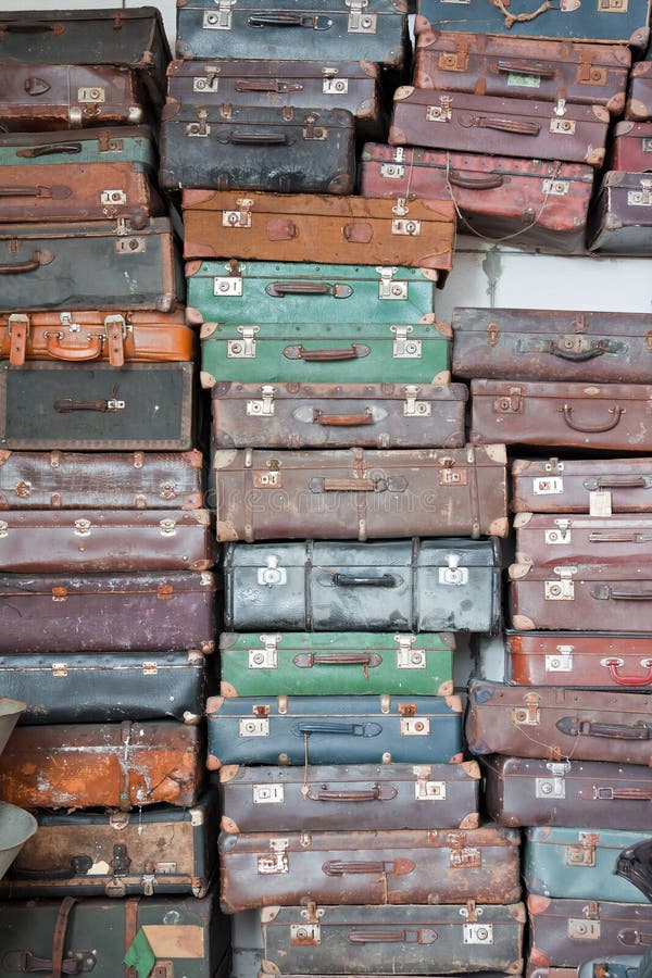 Pile of colorful vintage suitcases. Pile of colorful vintage suitcases.