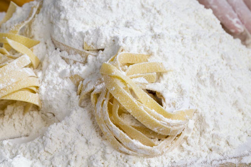 Ready pasta with flour stock photo. Image of bags, fresh 223300440