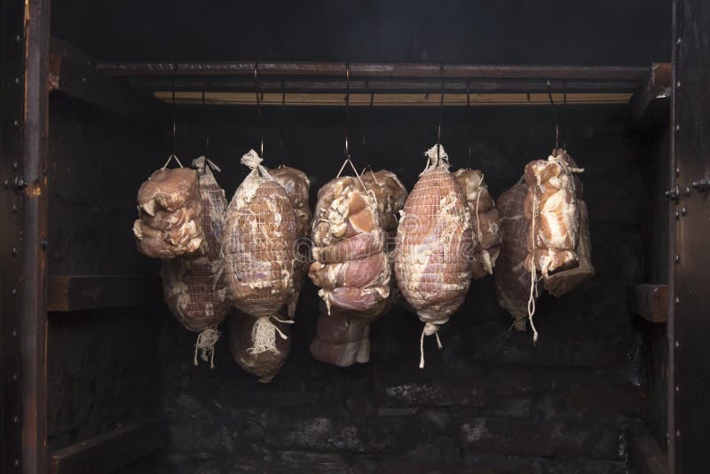 Readysmoked Meat in the Smokehouse Stock Photo Image of loin