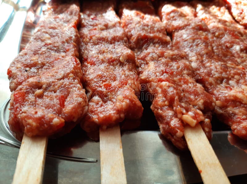 Traditional Turkish Adana Kebab Ready To Cook Stock Image Image of