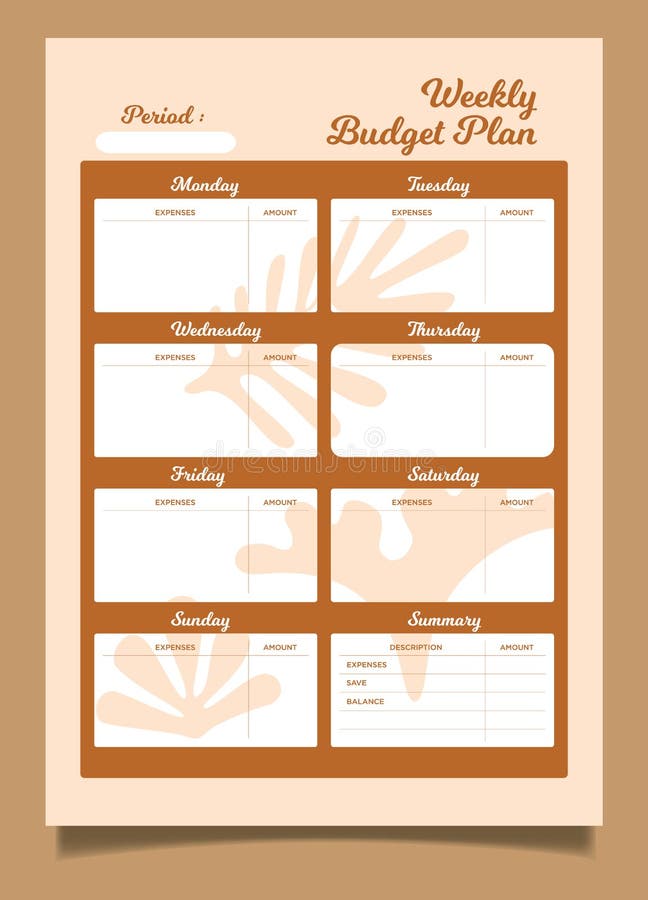 Monthly and weekly budget planner. A4 format 6410412 Vector Art at