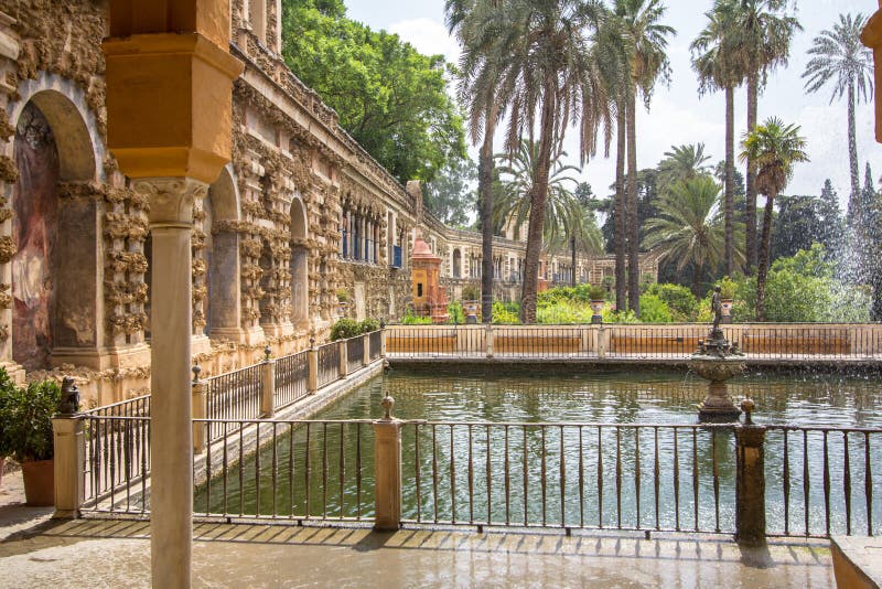 Real Alcazar Gardens In Seville Spain Stock Photo Image Of