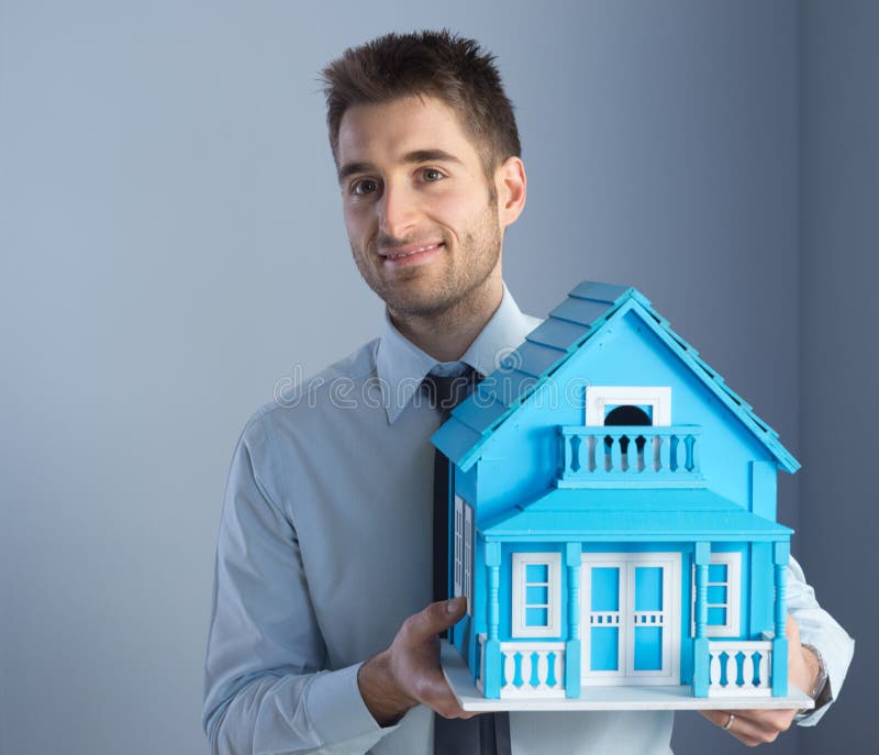 Real Estate Agent with Model House Stock Image Image of insurance