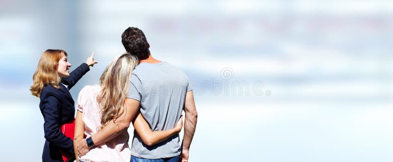 Real Estate Agent Woman with Clients. Stock Image - Image of bank, background: 79330457 Real Estate Agent Woman with Clients. Stock Image - Image of bank, background: 79330457