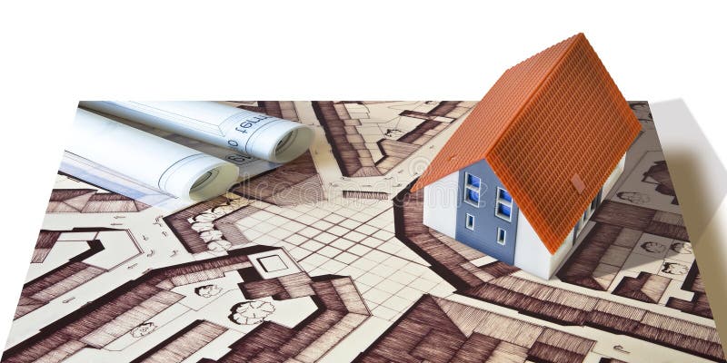 REAL ESTATE BUILDING ACTIVITY AND CONSTRUTION INDUSTRY CONEPY Image with home model arkivbild