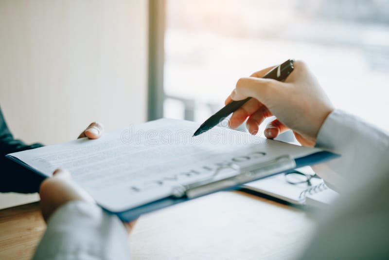 Real Estate Contract on Desk with Client Signing in Office Stock Photo Image of important