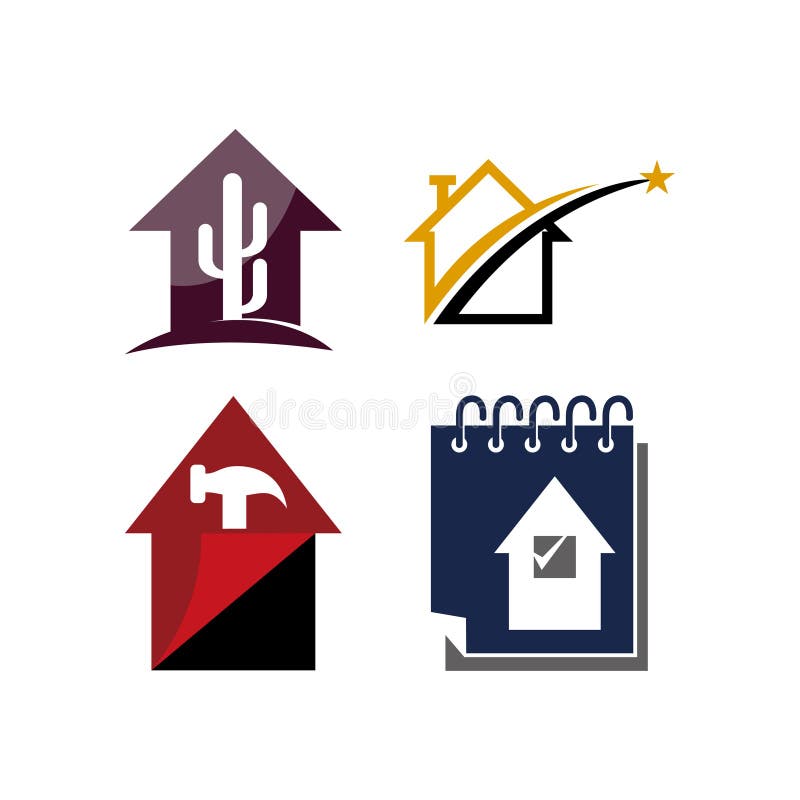 Real Estate-de Ontwerpsjabloon Vectorreeks van het Huisbezit stock illustratie Real Estate-de Ontwerpsjabloon Vectorreeks van het Huisbezit stock illustratie