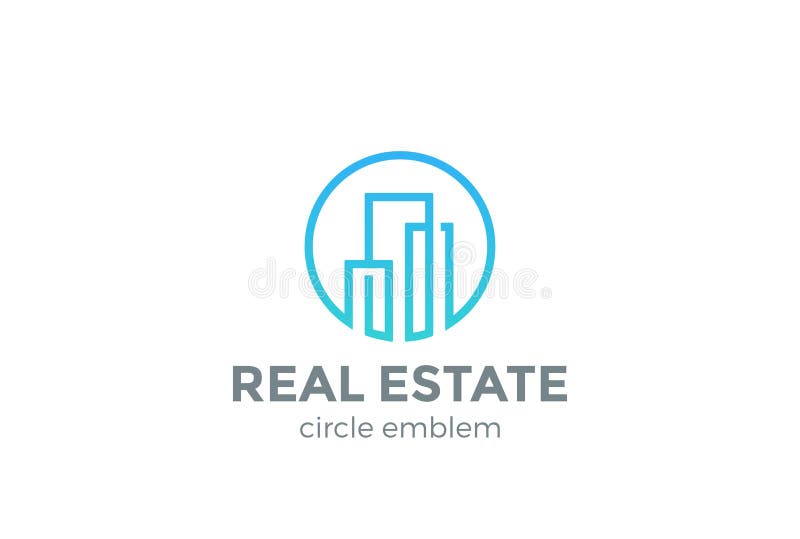 Real Estate-de vector Lineaire Bouw van het Embleemontwerp