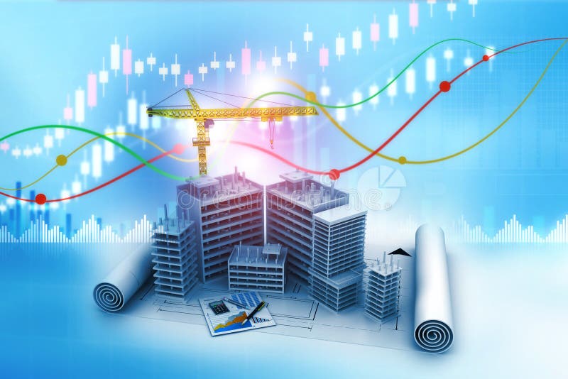 Growth in Real Estate Shown on Graph Stock Photo Image of height