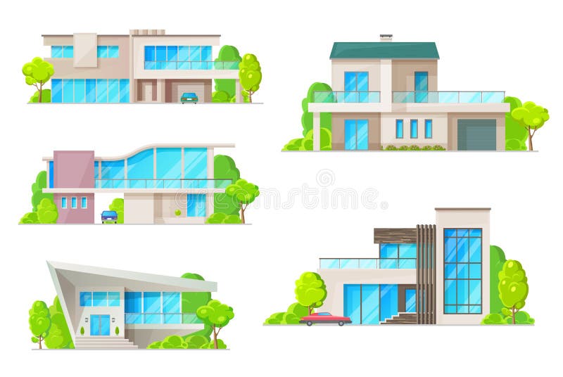 Real estate house or home building isolated icons