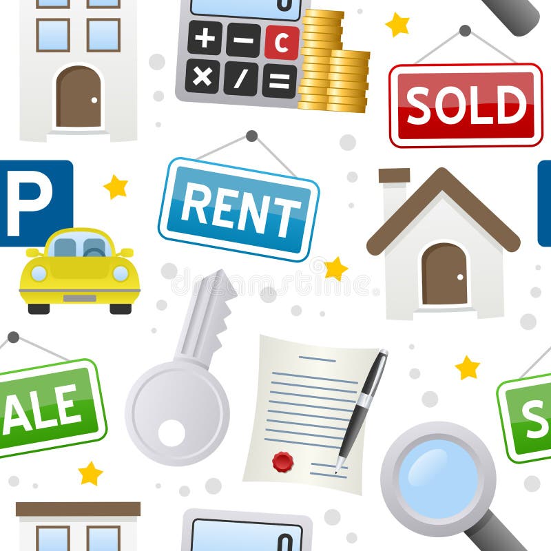 Real Estate Icons Seamless Pattern stock illustration Real Estate Icons Seamless Pattern stock illustration
