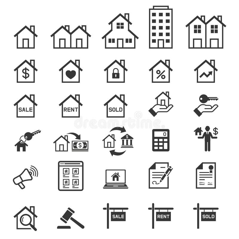 Real estate icons. Vector stock illustration